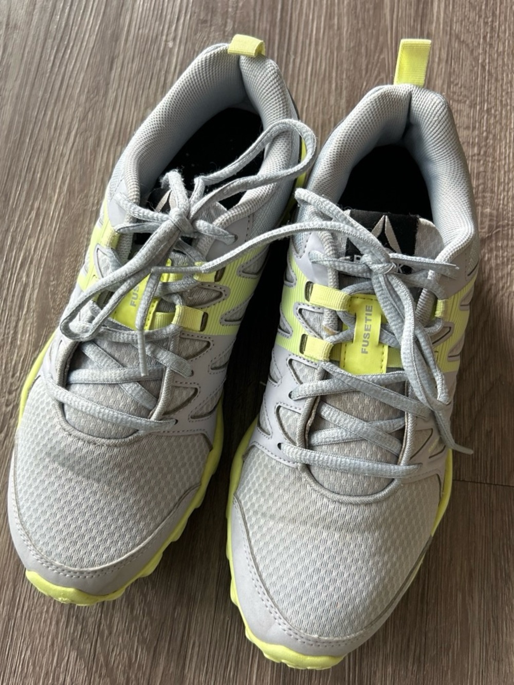 Reebok Light Gray and Neon Yellow Women's Running Sneakers